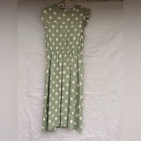 Monteau Green and White Polka Dot Midi Dress - Picture 6 of 8